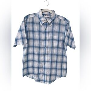 Blue Plaid vintage Kennington Japan short sleeve Men's Shirt-M